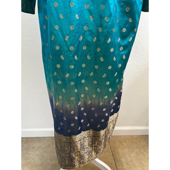 Blue Purple Sari Saree Indian Ethnic Party Bollywood Dress Poshak-e-kas L (READ) - Picture 4 of 11